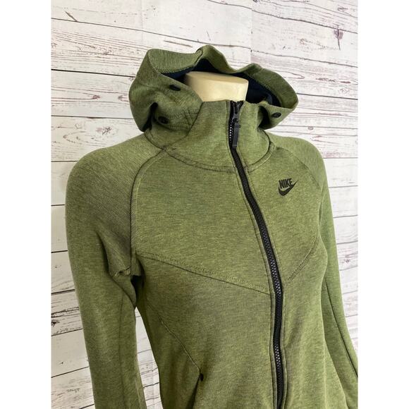 NIKE TECH FLEECE WINDRUNNER Jacket HOODIE GREEN size XS - Picture 3 of 12